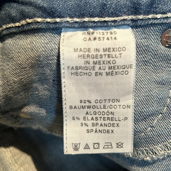 NWOT True Religion size 24 skinny jeans pink&white stitching - Picture 7 of 13